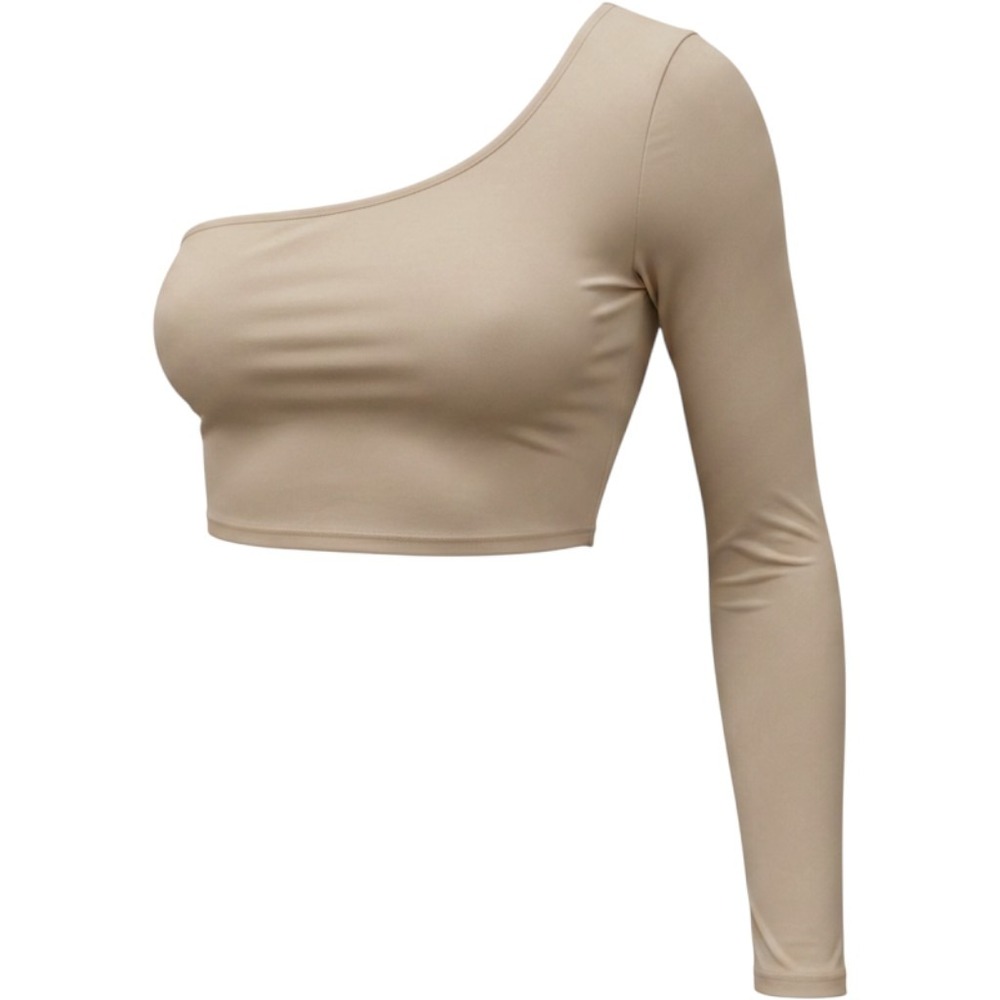 Fashion Nova Love On Repeat Taupe One Sleeve Cutout Crop Top L NEW